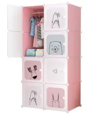 [SOGA] Portable Foldable Closet Wardrobe 8 Cubes in Pink