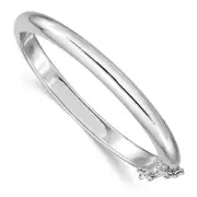 .925 Sterling Silver Rhodium Plated 5mm Polished Hinged Child's Bangle 5.25"