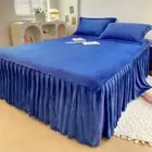 Plush Double Bed Sheet Couple Bed Mattresses Cover with Skirt Soft Velvet Lace