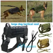 Army Tactical Dog Harness with Handle Large Dog Vest w/ Bungee Leash Working Dog