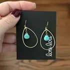 NEVER WORN Lou Lou Blue Amazonite & Gold Drop Earrings