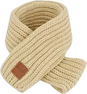 [Goodbag] Kids Boys Girls Soft Warm Knitted Scarf Solid Color Neck Warmer Cute Infant Toddler Winter Wrap Shawl, Soft Beige, One Size