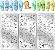 PH PandaHall 3pcs Nail Stamping Plates, Cute Little Dinosaur Nail Art Stencils Love Sun Plant Nail Art Stencils for Women Nail Design Print Manicure Salon
