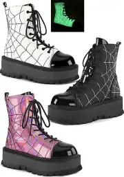 Pleaser Demonia 2 Inch Platform Lace-Up Ankle Boot, Side Zip
