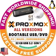 PROXMOX LINUX OS USB / DVD BUILD 23, 25 ALL VERSIONS / 64-BIT / LIVE BOOT MAC/PC