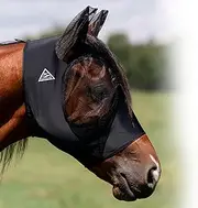 Professional's Choice Comfort-Fit Fly Mask | Smooth, Stretchy Material | Mesh Around The Eyes and Ears Allows for Clear Vision and Keeps Flies and Bugs Away | Black Cob Size