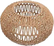 Rustic Boho Wicker Country Shade Rope Woven Rattan Bedside Table Ceiling Lampshade with Vintage Paper Decorations - Simple Hotel Style Boho Lamp Shades