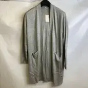 SPLENDID Retreat Open Front Cardigan Women's Size M Light Grey