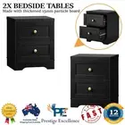 Oikiture Set of 2 Bedside Table Hamptons Furniture Storage Cabinet Tables Black