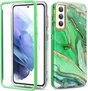 [SHEDEER] Case for Samsung S21 with Bumper (Without Protective Film), Samsung Galaxy S21 Case, Anti-Yellowing Shiny, TPU Shockproof Mobile Phone Case for Samsung S21 6.2 Inch Green
