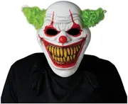Ha Ha Homocidal Horror Clown Joker Evil Adult Mens Costume Light Up 1/2 Mask
