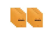 10x Rhodia No12 Top Stapled Pocket Notepad Office Stationery Note Pad Ruled ORNG