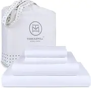 [Threadmill Home Linen] 1000 Thread Count 100% SUPIMA ELS cotton Sheet set Queen Sheet Super Luxury bedding Queen 4-piece set White Smooth Sateen Weave.