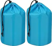 uxcell Stuff Sack, 2 Pcs 6 x 13 Inch Waterproof Outdoor Storage Sack Portable Drawstring Dust Flap Bag Lightweight Sleeping Bag for Camping Hiking Travel, Blue