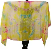 [CekoCk] Sequin Skirt，Belly Dancer Skirt, Dance Ribbons,Silk Fans,Women Silk Belly Dance Veil Belly Dancing Props Belly Dance Practice Silk Veil 250/270 * 114 Cm Tie Dye Silk Veil