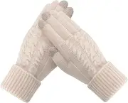 [Trifabricy] Womens Winter Gloves, Warm Thick Lined Touchscreen Gloves, Elastic Cuff Knit Gloves for Women Men Cold Weather