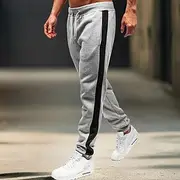 Men's Sweatpants Joggers Trousers Casual Pants Drawstring Side Stripe Elastic Waist Plain Comfort Warm Full Length Outdoor Casual Daily Sports Fashion Black-Wh