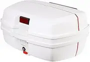 Motorcycle Top Box 47L Extra Large Universal Luggage, Waterproof Motorcycle Trunk Tour Tail Box with 2 Keys for Motorbike Moped Back Rear CaseWhite,47L