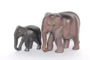 NEW WOODEN ELEPHANT PAIR STATUE HOME DECORATIVE FIGURE COLLECTIBLE