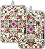 Pot Holders for Kitchen Heat Resistant Colorful Art Vintage Style Textures Potholders for Kitchens with Pocket Hot Pan Holder Oven Mitts 2 Pack