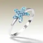 Blue Crystal Star Fish Sterling Silver Stacking Ring