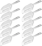 GSHLLO 24 Pcs Clear Plastic Scoop Candy Buffet Scoopers Flour Sugar Scoops Flat Bottom Kitchen Scoop Dessert Popcorn Scoops Wedding Ice Cream Scoops