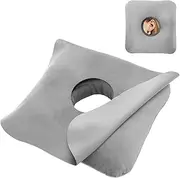AmazeCov Ear Piercing Pillow for Side Sleepers with Ear Inflammation & Pressure, Soft Velvet Adjustable Ear Guard Pillow with Removable & Washable Cover (Light Gray, Pillow & Cover)