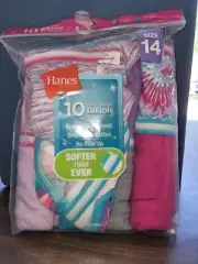 Girls' 10pk Cotton Bikini Underwear - Hanes Size 14