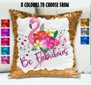 Flamingo Cushion Cover Sequin Throw Pillow Flip Sequins Be Fabulous