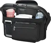 [Robasiom] Universal Pram Organiser Bag Large Stroller Organiser with Cup Holders and Shoulder Straps, Stroller Accessories for Diapers Toys & Snacks