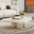 Modern Cloud-shape Coffee Table Minimal Style Wooden Glossy Four color options