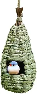 Hand-Woven Eco-Friendly Birds Cages Nest Roosting,Grass Bird Hut,Hanging Bird House,Ideal for Birds,Bird Nest Breeding Box House Bed Cage Hut Cave Canary Finch Budgie Parrot