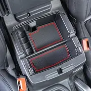 PIMCAR Compatible with Jeep Wrangler JL/JLU 2018-2024 & Jeep Gladiator JT 2020-2024 Center Console Organizer Armest Storage Tray (Not for JK/JKU)-Red Trim