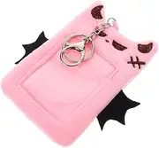 CAXUSD Unique Plush Devil Wings Id Card Holder Photo Sleeve Keyring Cat Ears Tail Student Office Accessory