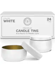 Hearts & Crafts White Candle Tins 8 oz with Lids - 24-Pack of Bulk Candle Jar...
