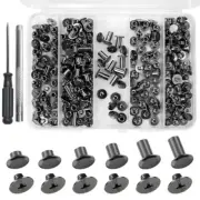 122 Pack Snap Button Kit, 6 Sizes Chicago Screws Leather Assorted Kit, for DIY
