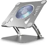 YEKUYEKU Laptop Stands, Laptop Stand for Desk with Cooling Fan, Folding Notebook Support Holder, Adjustable Computer Stand for with All Laptops,Computer Desk
