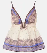 [Zimmermann] Zimmermann Maxine Plunge peplum ramie top AU 10 purple