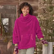 Sundance Catalog Sasha Cozy Fleece Pullover Petite Small Magenta NWT