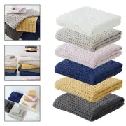 Comforting Cotton Bath Towels in a Stylish Waffle Design of Three Pieces