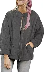 [Generic] Women's causal cotton Coat Long Sleeve Puffer Quilted Jackets Packable Zip Lightweight Down Coat