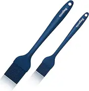 Begonia Pastry Brush- Silicone Basting Brush for Cooking,2pcs 10+8 in Heat Resistant Food Brushes for Baking, Grilling, Cooking and Spreading Oil, Butter, BBQ Sauce （Prussian Blue）