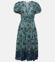 [Ulla Johnson] Ulla Johnson Eloisa puff-sleeve cotton-blend midi dress AU 4 multicoloured