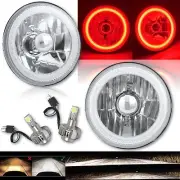 5-3/4 Red COB LED Halo Angel Eye Crystal Clear Headlamp 6k LED Light Bulb Pair (for: Volvo)