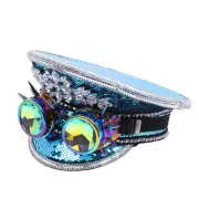 Steampunk Burning Man Captain Hat with Kaleidoscope Goggles for Festivals