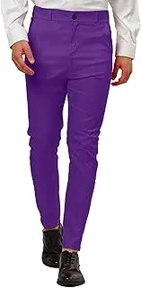 Men's Striped Dress Pant Slim Fit Stretch Flat Front Business Work Trousers Casual Color Block Pencil Dress Trousers