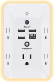 Outlet Extender with Night Light, Multi Plug Outlet, USB Wall 1 C, White