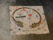 Alex and Ani Snowflake Flex Cuff Bracelet Shiny Silver $28 NWT Dust Bag