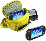 Orzly® - GAME & CONSOLE TRAVEL BAG for Sony PSP Consoles (GO/VITA/1000/2000/3000) Has Special Compartments for Games & Accessories. Bag includes Shoulder Strap + Carry Handle + Belt Loop - YELLOW