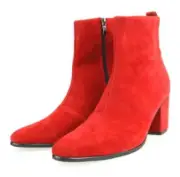 Men's Real Suede Leather Chelsea Boots Cowboy Pointy Toe 3 Color Cocktail Shoes